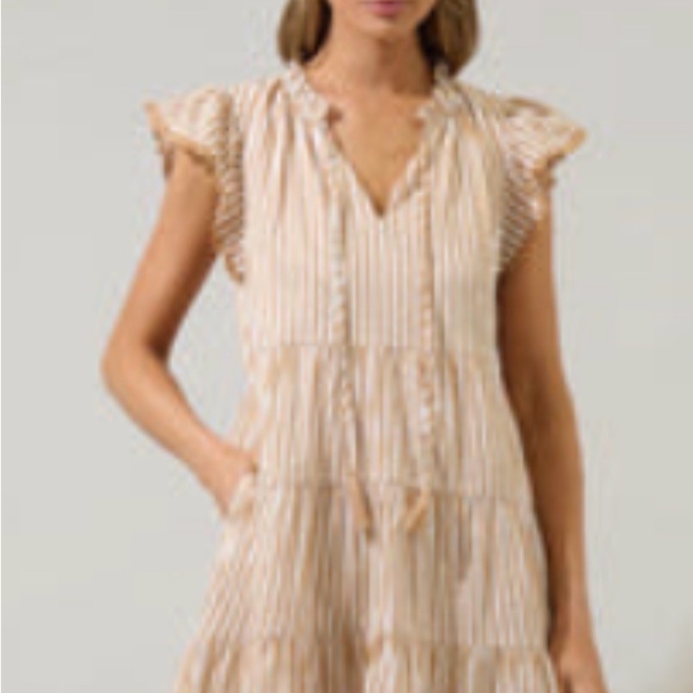 Sugarlips Tan and White Striped Blouse